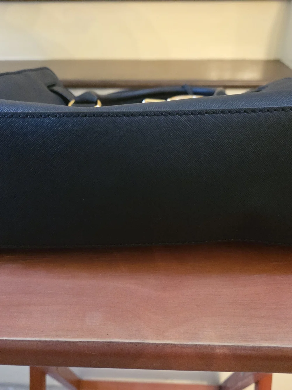 Michael Kors Black East West Hamilton Leather Satchel with Gold Hardware